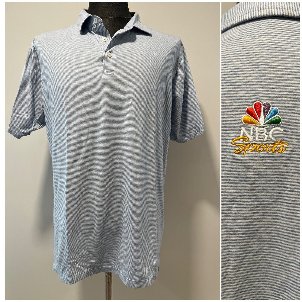 B. Draddy NBC Sports Golf Polo Gray Micro Stripes Pima Cotton Size Large